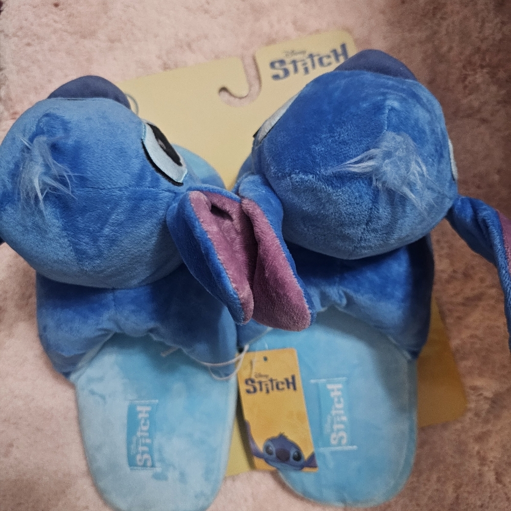 Disney Stitch Plush Blue Slippers Xl Adult